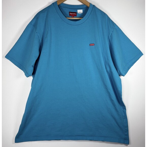 Supreme Box Logo Tee XXL Blue Red Patch Made in Portugal Skate Streetwear - Picture 1 of 13